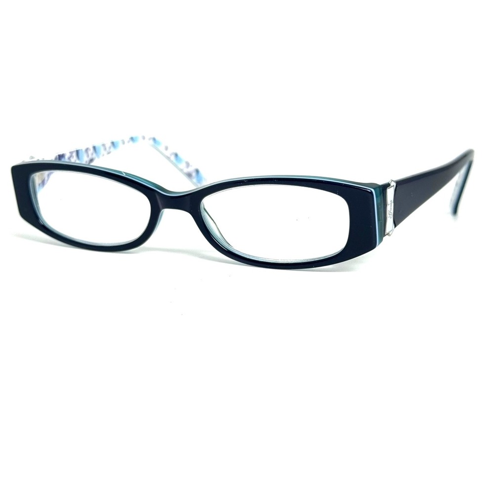 Guess GU9057 BL Teal Black Heart Print Rectangle Eyeglass Frames 46-15-125
